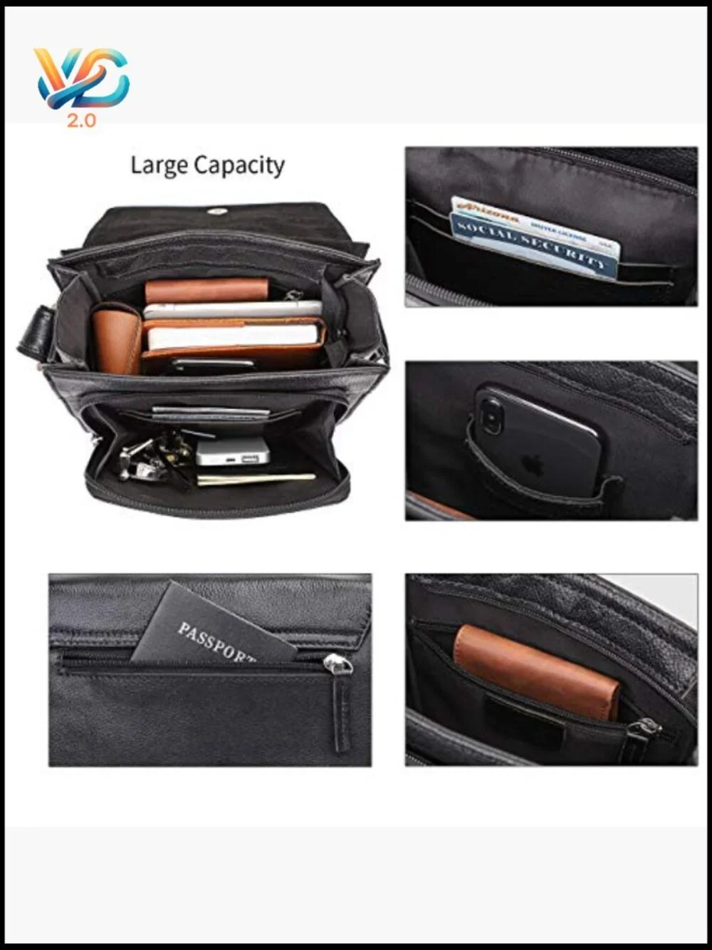 Messenger Crossbody Shoulder Bag for Men Work Business Casual Adjustable Strap